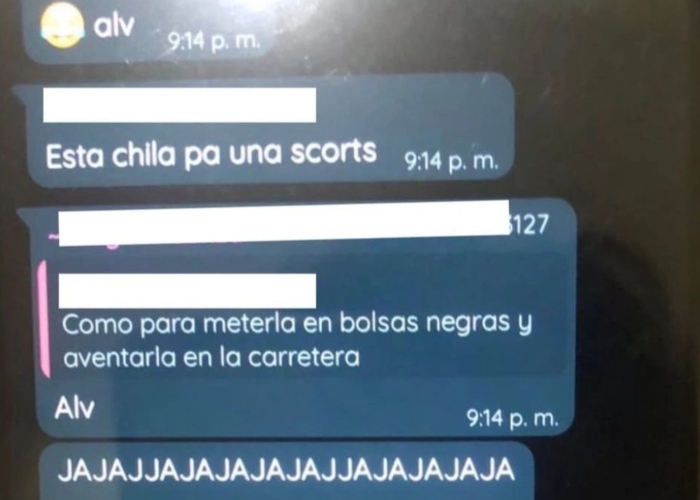 Conversación de Whatsapp del agresor.