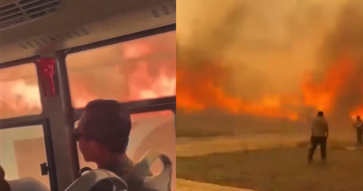 Incendio causa terror en pasajeros de camión en Nuevo León.
