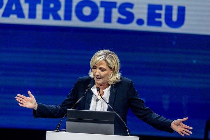 La líder de Agrupación Nacional, Marine Le Pen, en Madrid, España.