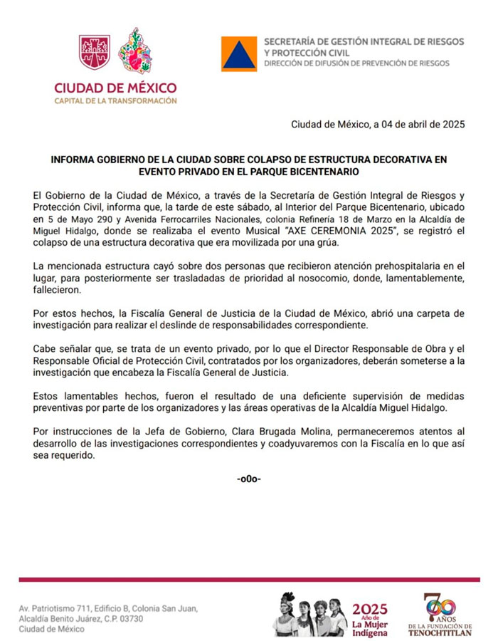 Colapsa estructura metálica en el festival AXE Ceremonia