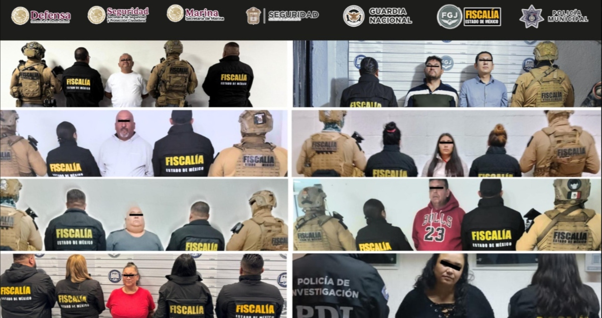 La Fiscalía del EdoMex llevó a cabo una importante detención de 23 presuntos delincuentes que operaban en connivencia con servidores públicos del estado.