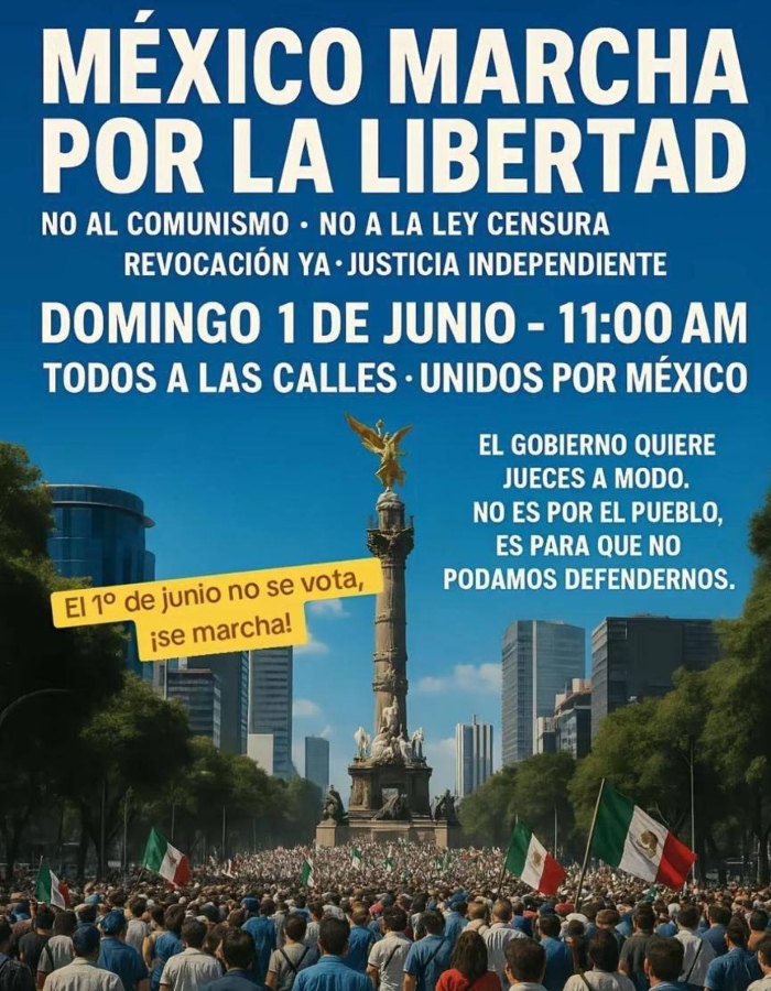 La derecha marcha mañana “contra el comunismo” y la elección de juzgadores.