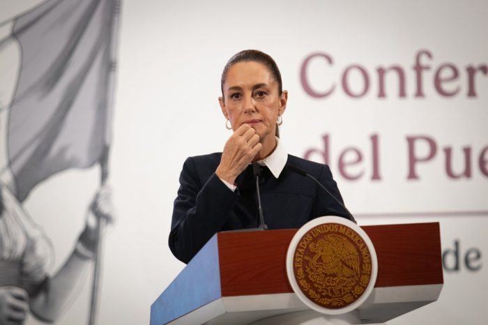 Claudia Sheinbaum Pardo, Presidenta de México, durante conferencia de prensa en Palacio Nacional