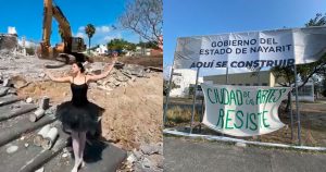 El mundo del arte en Tepic protesta por demolición de complejo para hacer un estadio