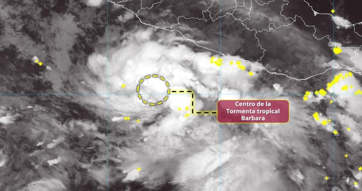 La tormenta tropical "Bárbara" se formó la madrugada de este domingo en el Océano Pacífico, al sur de las costas de Guerrero.