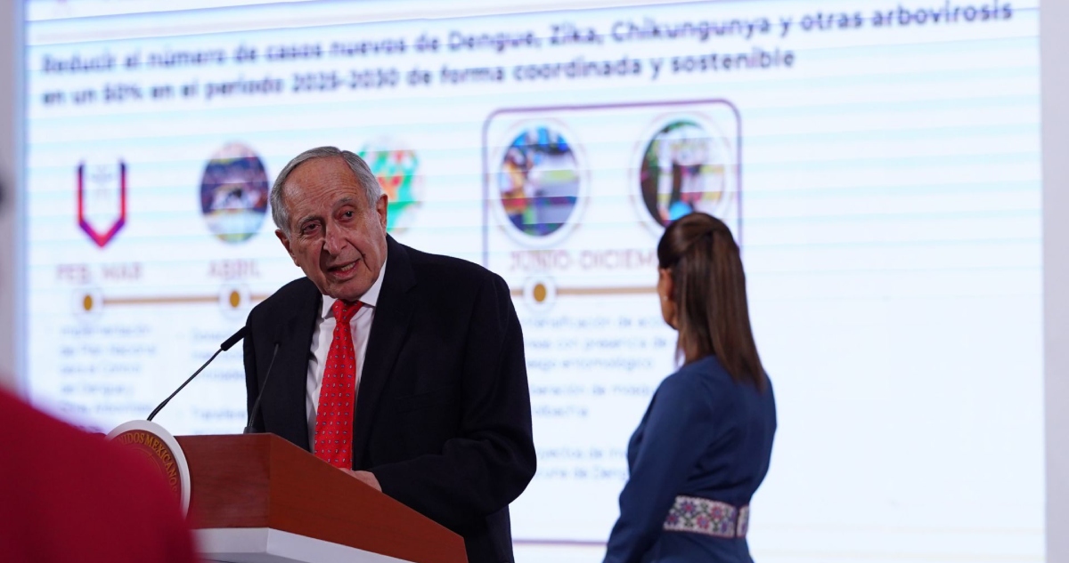 El Secretario de Salud, David Kershenobich, ofreció la información sobre las acciones para evitar la propagación del dengue y el sarampión en el país.