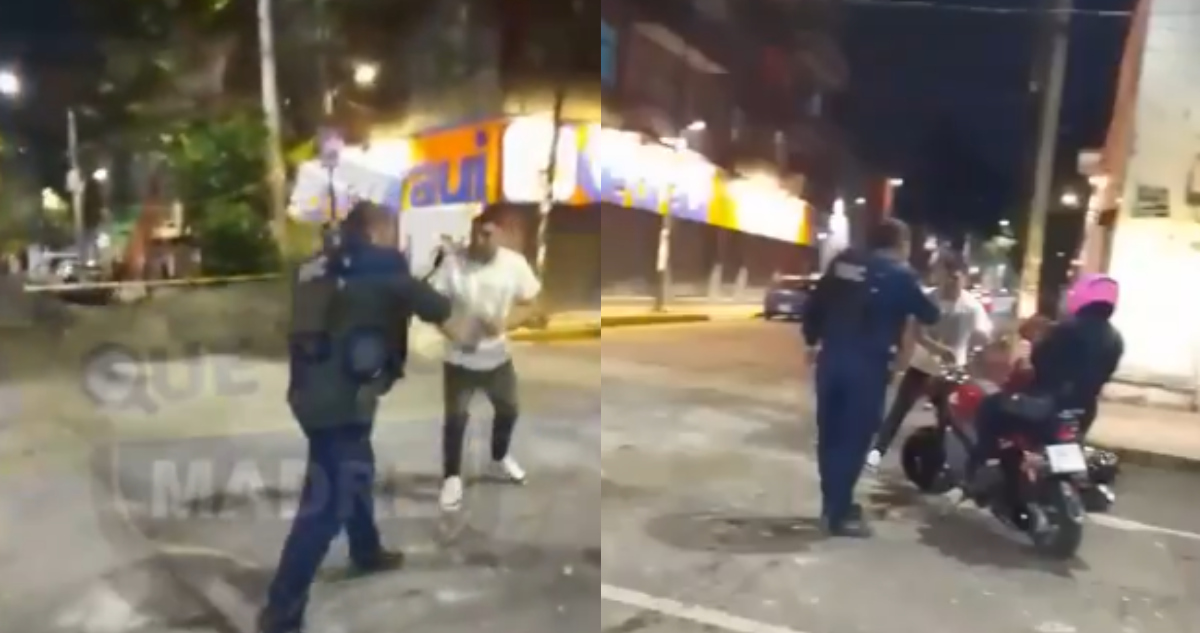 VIDEO ¬ Policía de la SSC protagoniza una pelea con un motociclista.
