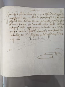 La firma de Cortés en el manuscrito entregado esta semana a México.