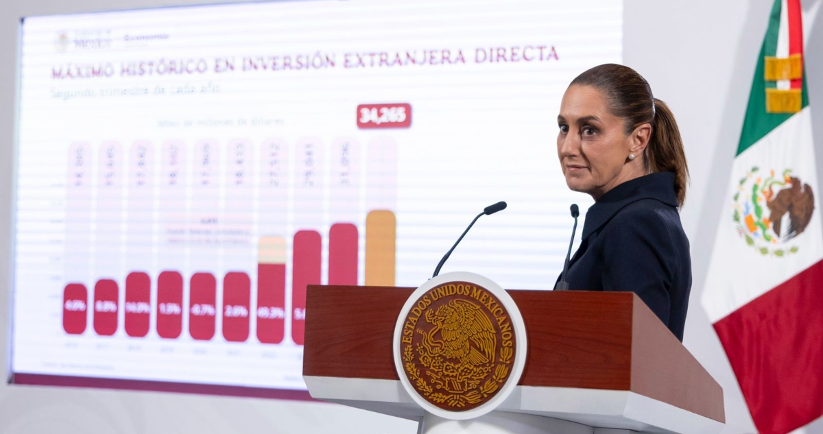 La Presidenta Claudia Sheinbaum informó que, en el segundo trimestre de 2025, la Inversión Extranjera Directa en el país alcanzó un nuevo máximo histórico.