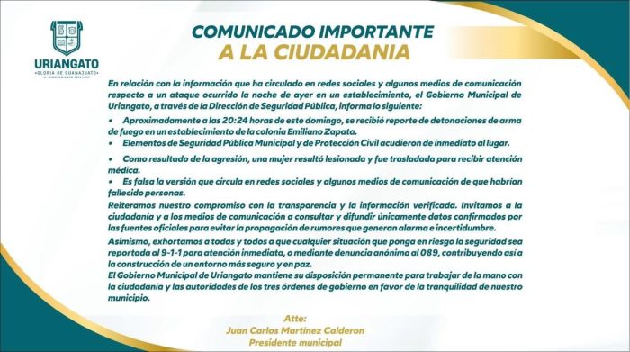 Autoridades desmienten masacre en Uriangato