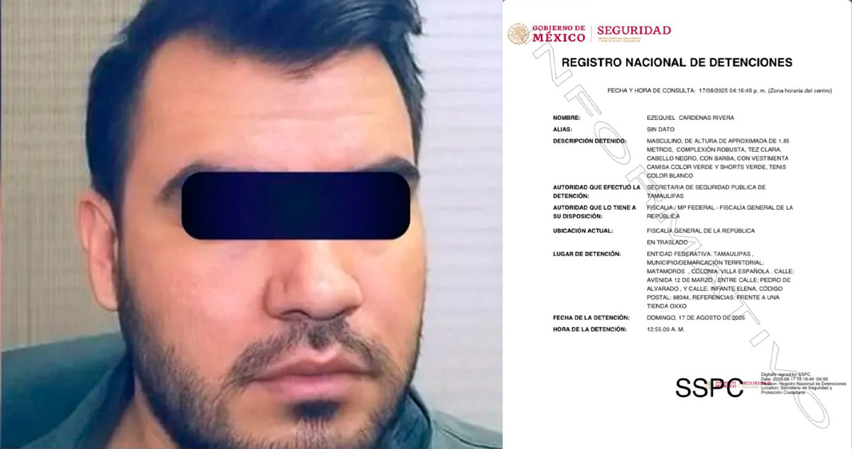 "El Tormenta Junior", líder de Los Escorpiones, es detenido en Tamaulipas