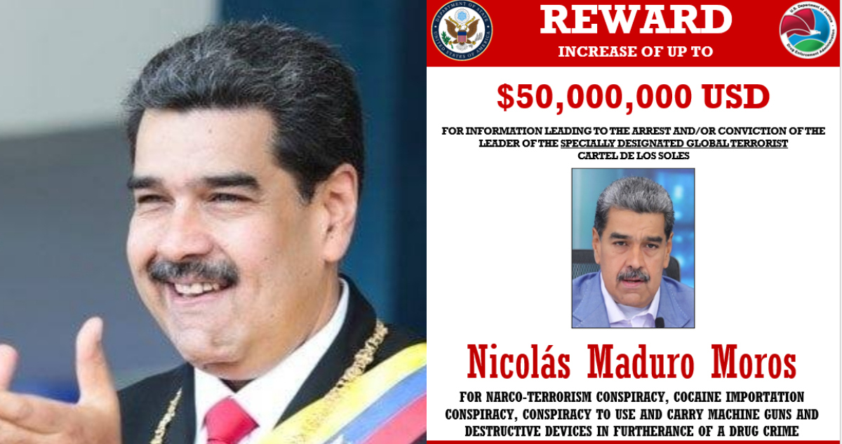 La Casa Blanca ofrece 50 millones de dólares por Nicolás Maduro.