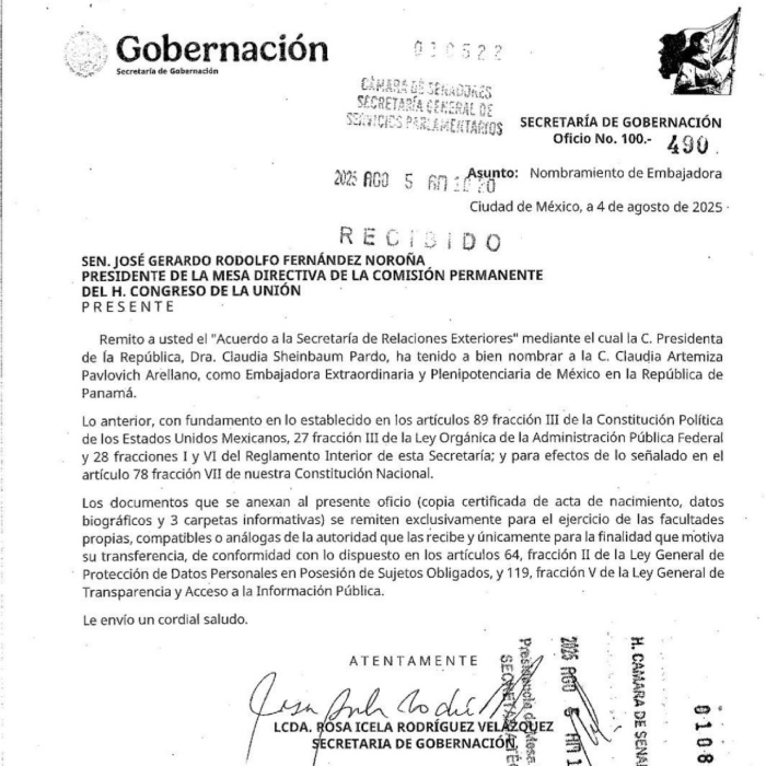 La Presidenta Claudia Sheinbaum Pardo nombró ayer a la expriista Claudia Pavlovich, exgobernadora de Sonora, como Embajadora de Panamá.