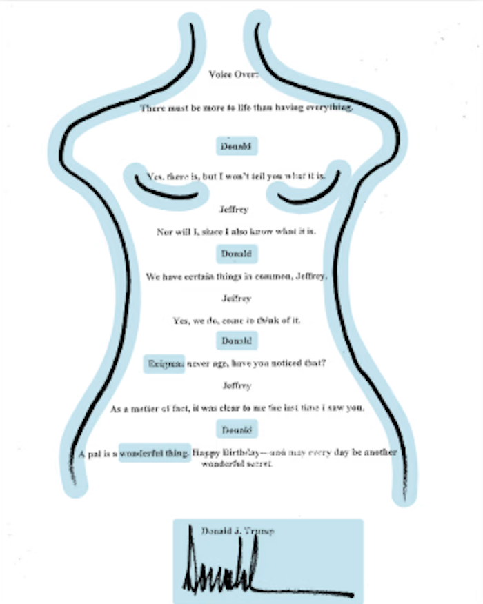 Libro de felicitaciones de Jeffrey Epstein 