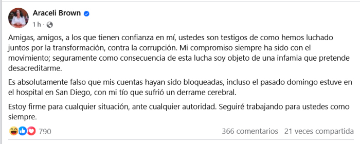 Diputada morenista sancionada por el Departamento del Tesoro acusa de "infamia".