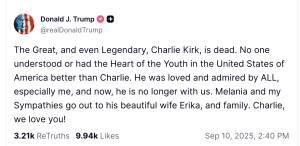 Trump confirmó la muerte de Charlie Kirk tras el ataque en su contra.