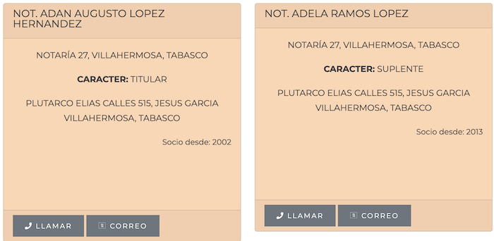 Dirección de la notaría de López Hernández.