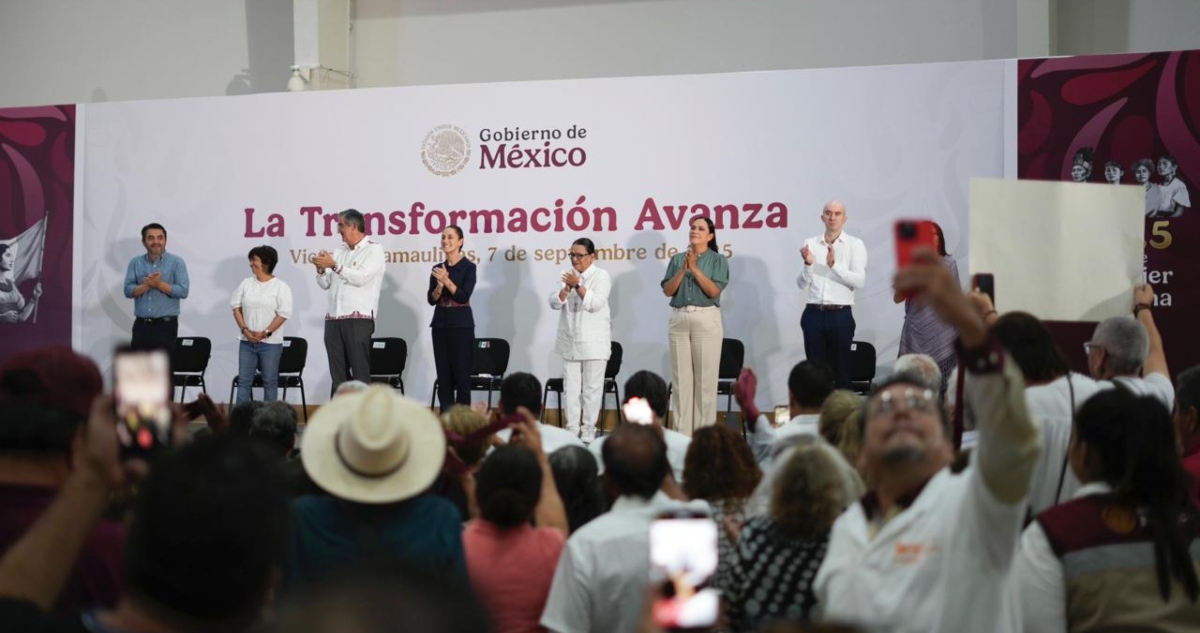 Claudia Sheinbaum informó a los tamaulipecos de Ciudad Victoria los avances que registra el Gobierno de México en materia de desarrollo social y económico.