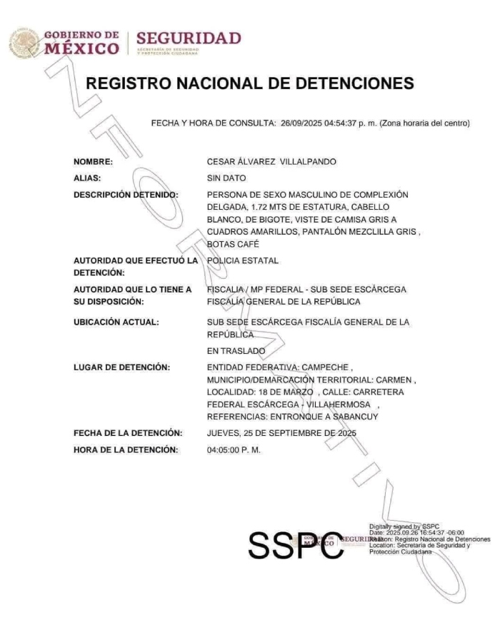 Detención registro