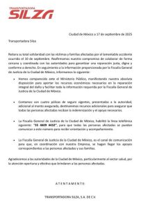 La Transportadora Silza dio a conocer que aportará recursos adicionales a las víctimas de la explosión en Iztapalapa, a través de la FGJ-CdMx.