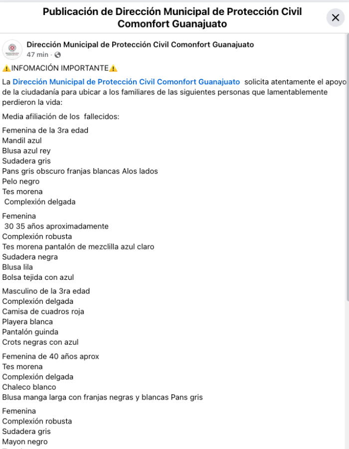 Municipio de Comonfort comunicado muertos