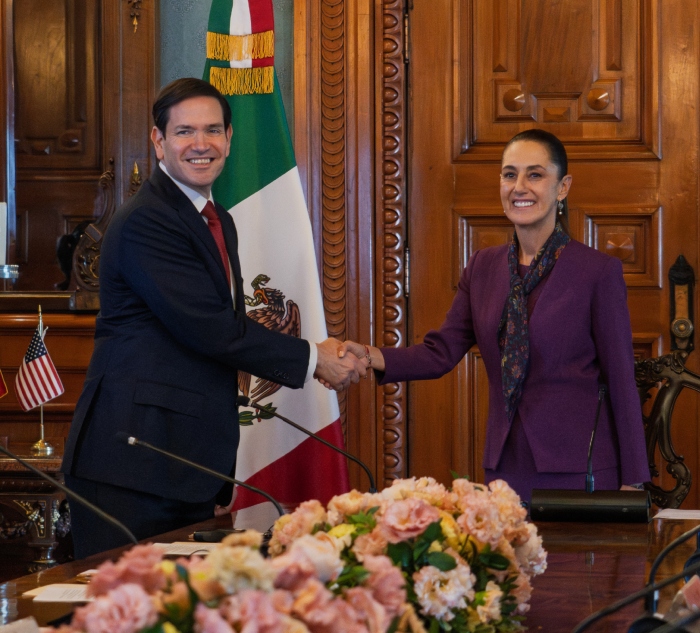 Reunión Sheinbaum–Rubio en Palacio Nacional.