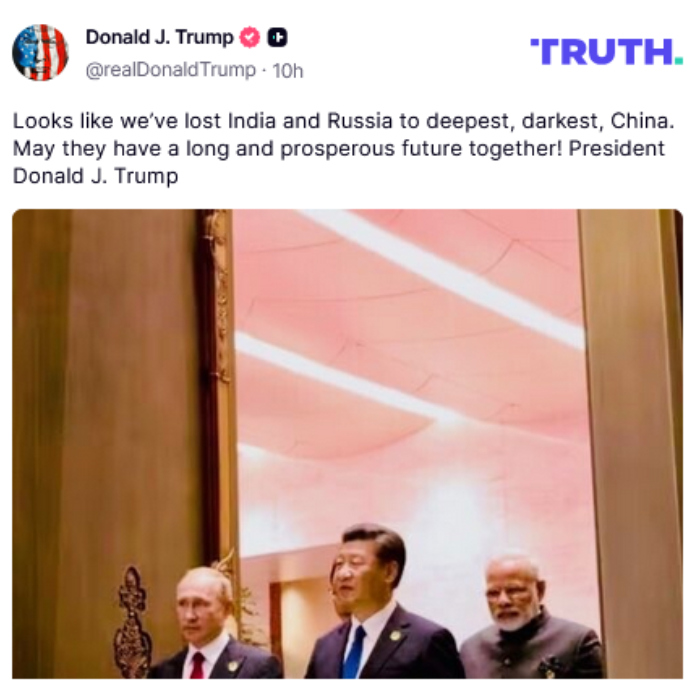Trump da por _perdidas_ a Rusia e India en manos de China
