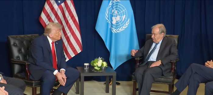 Trump se reunió con el Secretario General de la ONU, António Guterres, luego de criticar la labor del organismo.