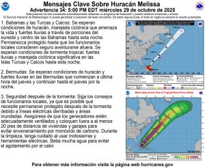 The advance of the hurricane "Melissa" throughout this Wednesday and Thursday, heading to the Bahamas, Bermuda and the Turks and Caicos Islands.