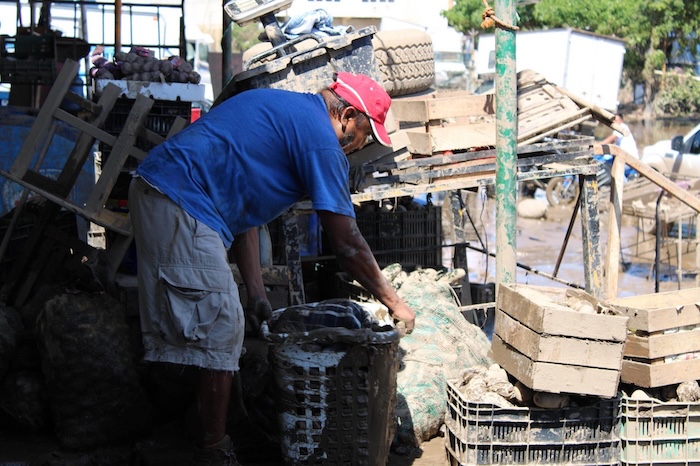 Daños en la Central de Abastos de Poza Rica, Veracruz.