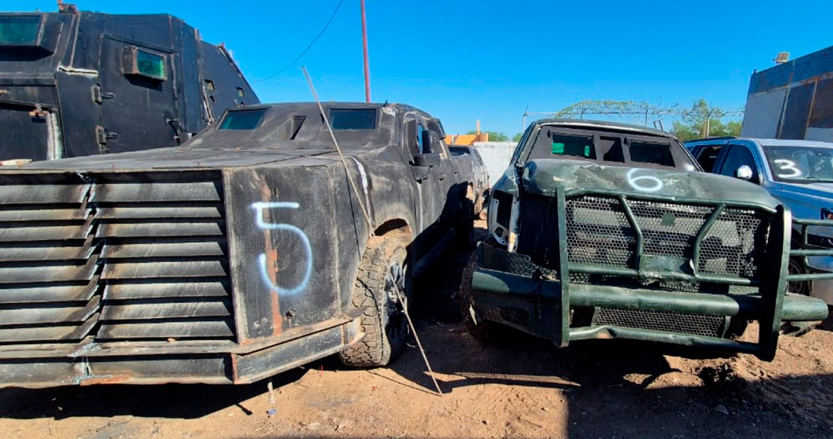 La FGR destruye 23 vehículos "monstruo" en Tamaulipas