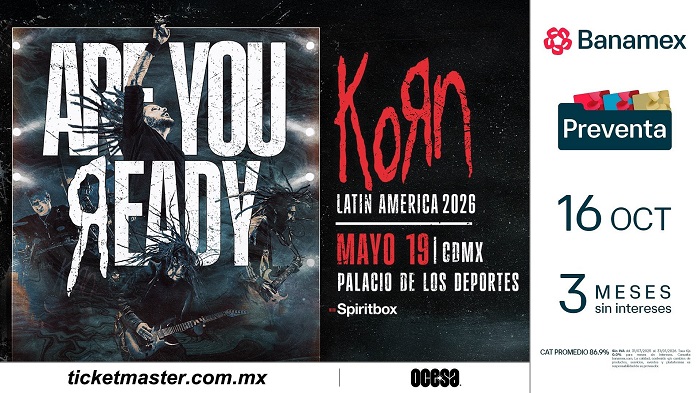 Korn se presentará en el Palacio de los deportes. 