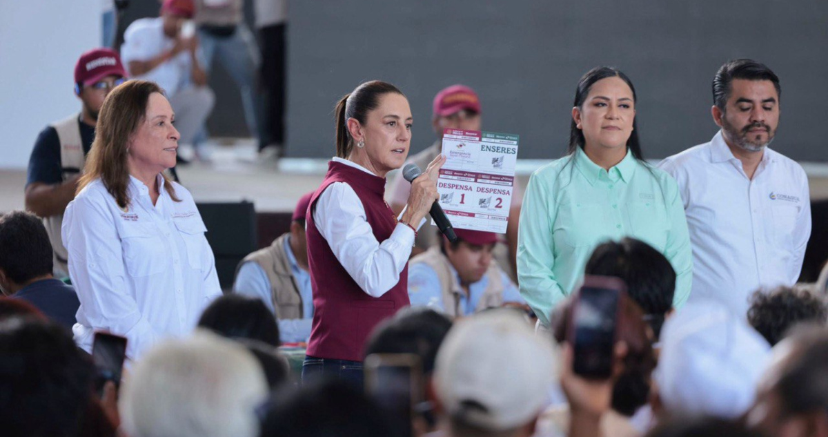 Sheinbaum vista Poza Rica y anuncia muro en río Cazones para evitar inundaciones.