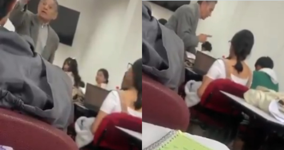 Video viral de maestro insultando a alumno en la Universidad Autónoma de Chiapas.