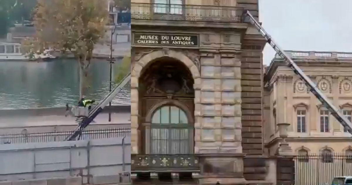 Un nuevo video muestra el momento en que los asaltantes del Museo del Louvre salen del inmueble con ayuda de un montacargas para luego emprender la huida.