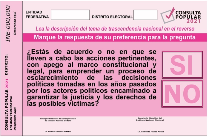 Boleta de la consulta sobre expresidentes