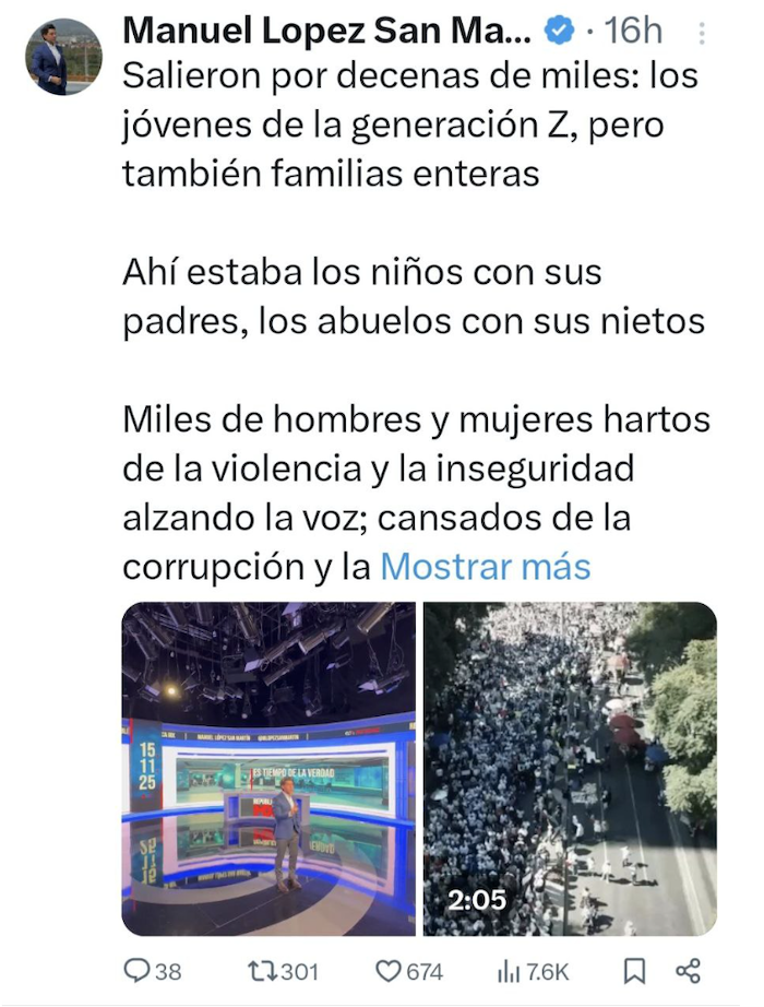 La cobertura mediática que hizo Tv Azteca de la marcha no coincide con las coberturas que han hecho a otro tipo de movilizaciones. Foto: Twitter