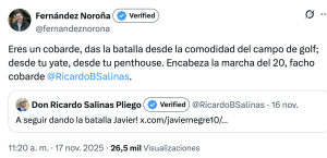 Los mensajes de Noroña contra Salinas Pliego.