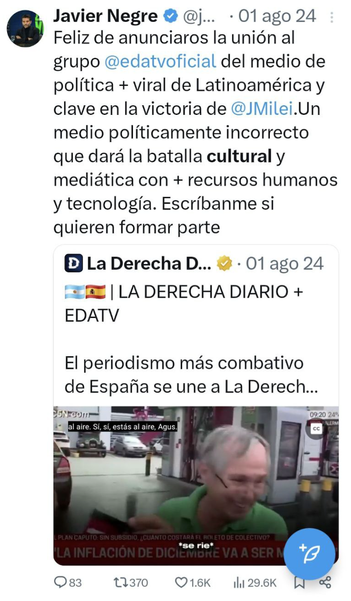 Salinas Pliego trajo a “experto” en mentiras con La Derecha Diario