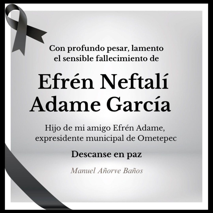 Esquela de Efrén Neftalí Adame García