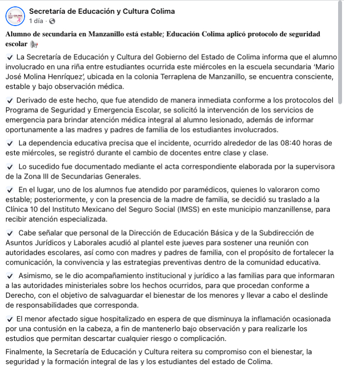 Student fights in high school statement.