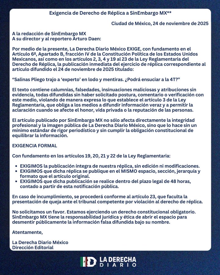 Réplica de La Derecha Diario