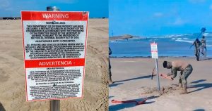 Letreros del "Departamento de Defensa" de EU aparecen en playa de Tamaulipas