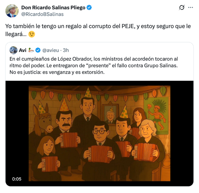 Salinas Pliego amenaza a AMLO