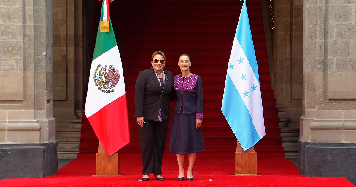 Sheinbaum recibe a Xiomara Castro en Palacio Nacional