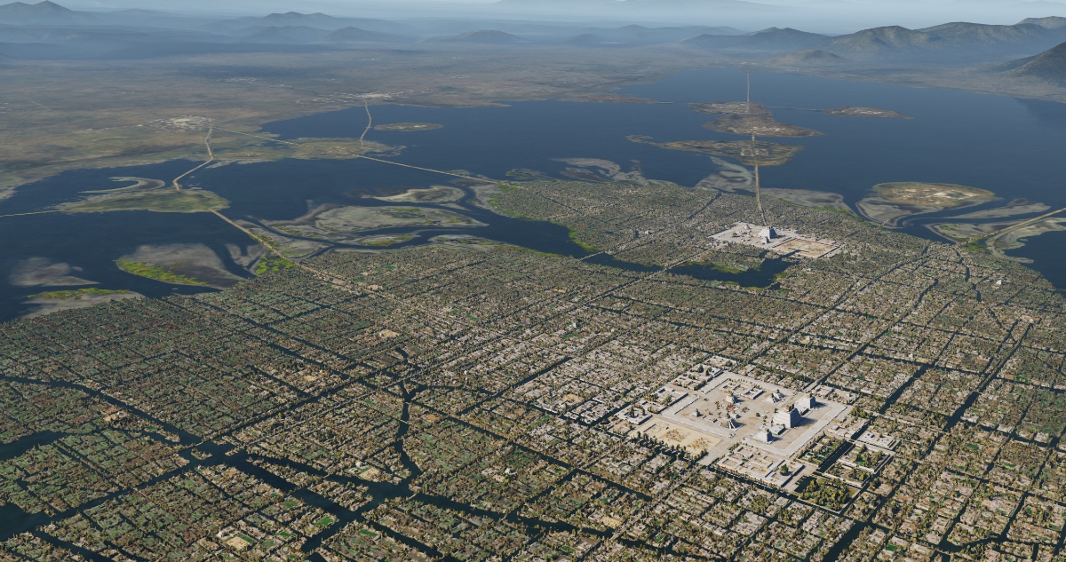 Tenochtitlan, visto en un mapa interactivo 3D creado por el artista Thomas Kole.