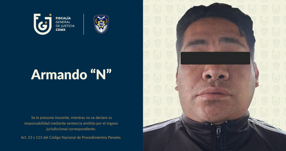 Fiscalía CdMx detiene a Armando "N", presunto feminicida.