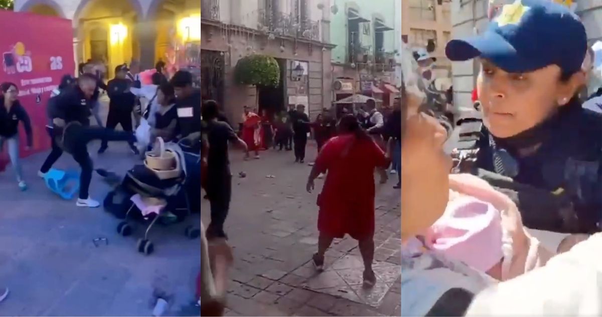 Inspectores del municipio de Querétaro se enfrentaron a golpes con artesanos indígenas que se opusieron a dejar de vender sus productos en calles del centro.