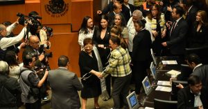 Ernestina Godoy en el Senado.