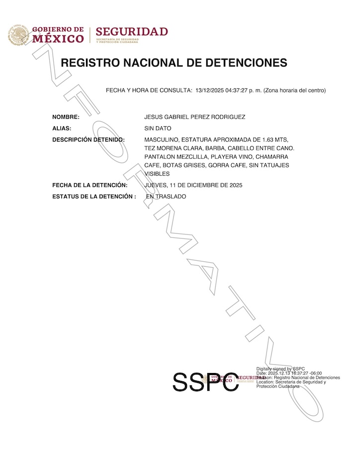 Autoridades mexicanas lograron la detención de Jesús Gabriel Pérez Rodríguez, exfuncionario vinculado con los desvíos millonarios orquestados por Álvarez Puga.